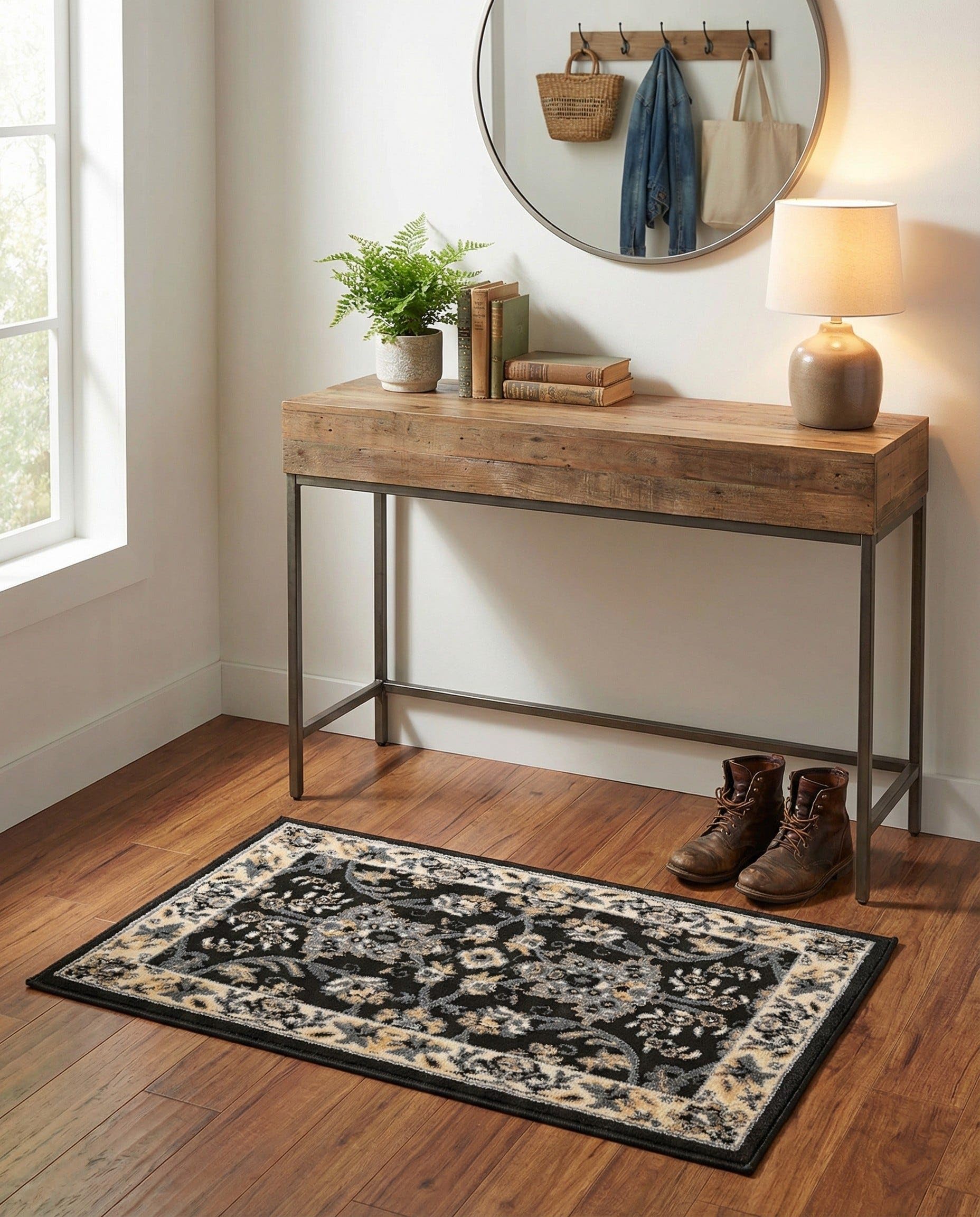Amazon.com: Rugs.com - Yasmin Rug – 2' x 3' 1 Black Easy-Clean Rug